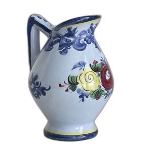 Vintage Alcobaca Portuguese Hand Painted Blue Floral Small Pitcher/Creamer 5"